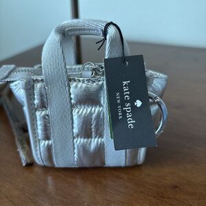 Kate Spade Kip Puffy Micro Bag Charm Key Fob Keychain - NWT Silver
